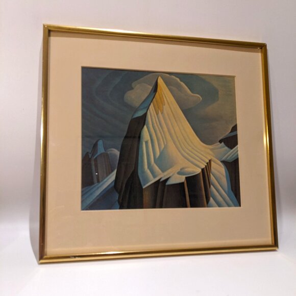 Framed Lawren Harris “Mount Lefroy” Print – Vintage 80s Metal Frame - Group of 7 - Picture 1 of 5